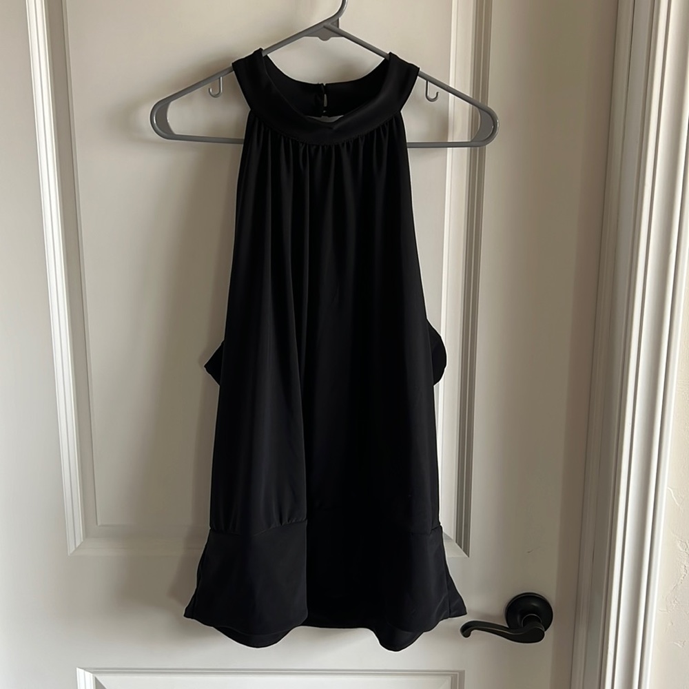 Boston Proper Halter Low Back Black Tank.